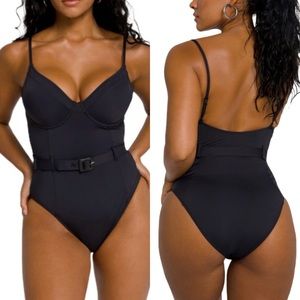 🆕GOOD AMERICAN Black Show Off One Piece Swimsuit!